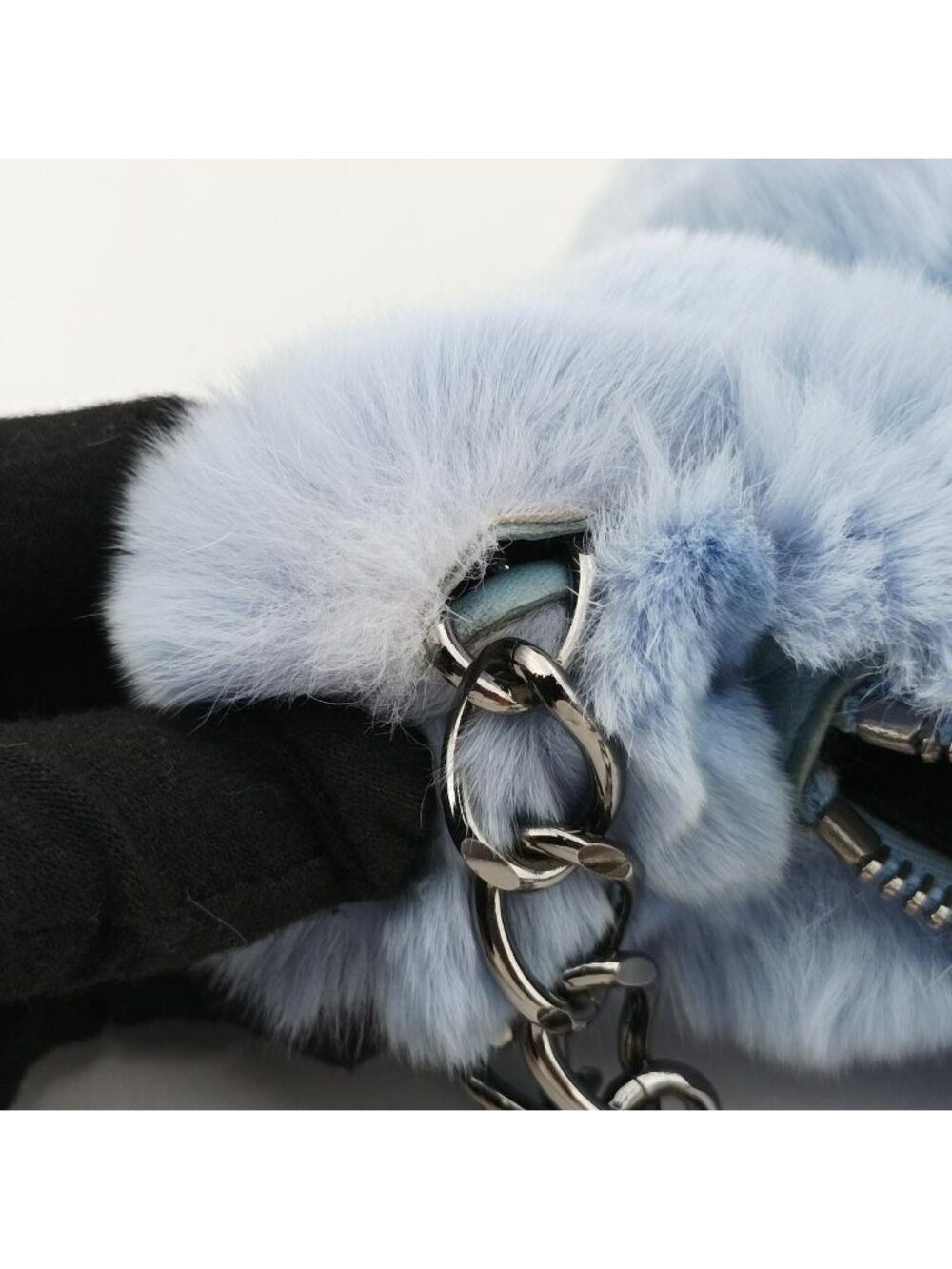 Chanel CC Logo Light Blue Rabbit Fur - Picture 14 of 16